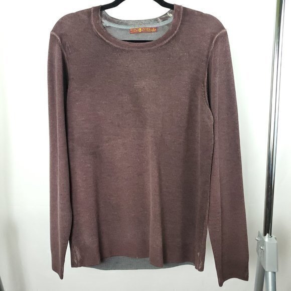 Men's 7 For All Mankind 100% Wool Distressed/Burnout Effect Fine Knit Sweater S - Picture 1 of 16